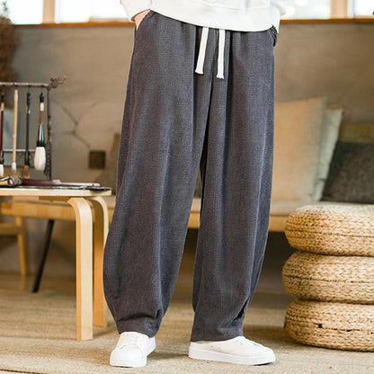 Pantalones harén de pana con cordón y bolsillos para otoño e invierno de Mythstone para hombre 