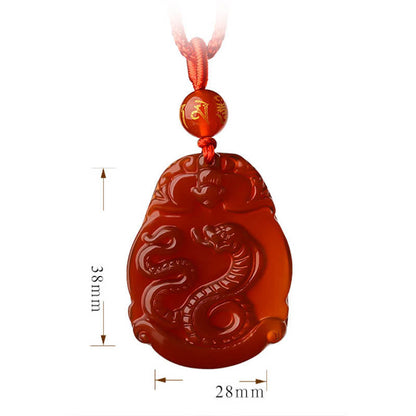 Mythstone Chinese Zodiac Red Agate Calm Necklace Pendant