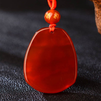 Mythstone Chinese Zodiac Red Agate Calm Necklace Pendant