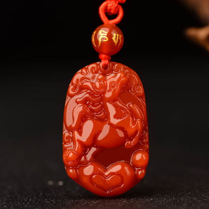 Mythstone Chinese Zodiac Red Agate Luck Necklace Pendant