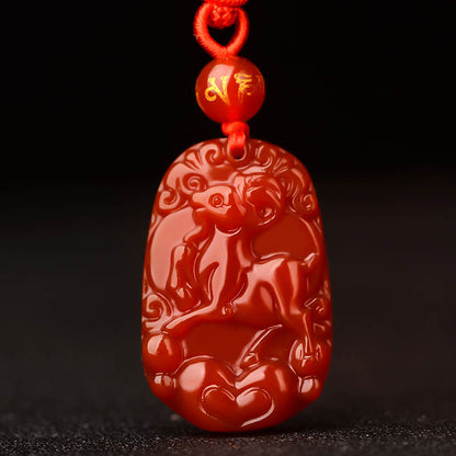 Mythstone Chinese Zodiac Red Agate Luck Necklace Pendant