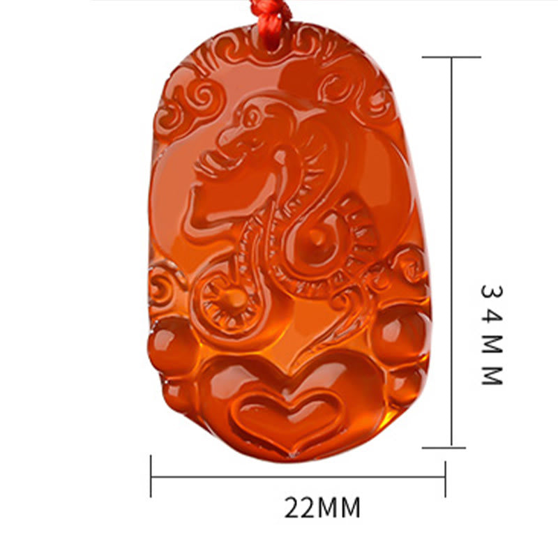 Mythstone Chinese Zodiac Red Agate Luck Necklace Pendant