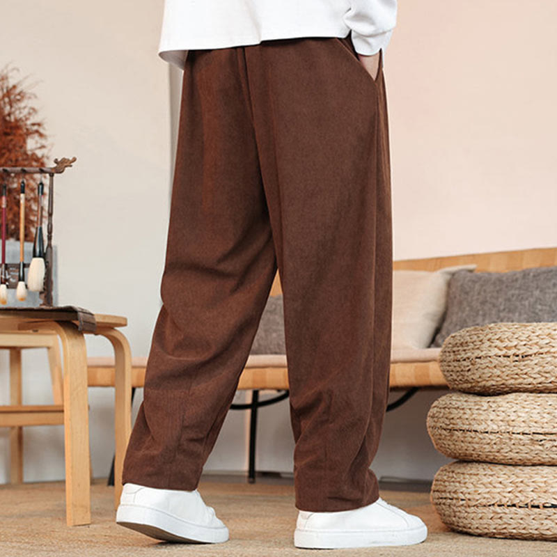 Pantalones de pana con cordón y bolsillos para hombre de otoño e invierno de Mythstone 