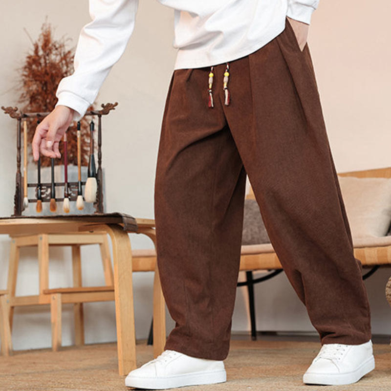 Pantalones de pana con cordón y bolsillos para hombre de otoño e invierno de Mythstone 