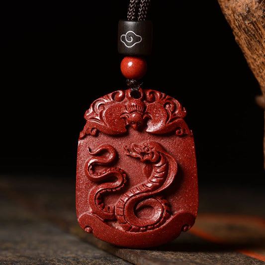 Mythstone Chinese Zodiac Cinnabar Calm Concentration Necklace Pendant