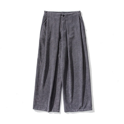 Mythstone Solid Color Cotton Corduroy Men's Wide Leg Pants With Pockets