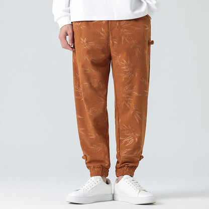 Pantalones de pana con botones de rana y bolsillos para hombre de Mythstone Otoño Invierno Bamboo 