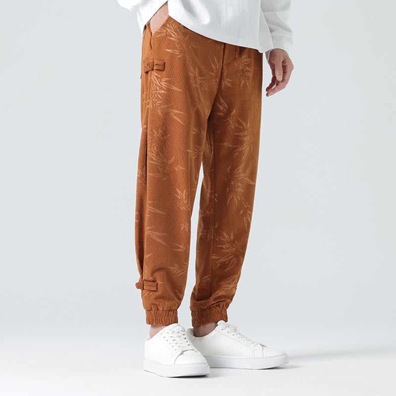 Pantalones de pana con botones de rana y bolsillos para hombre de Mythstone Otoño Invierno Bamboo 