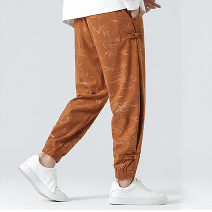 Pantalones de pana con botones de rana y bolsillos para hombre de Mythstone Otoño Invierno Bamboo 