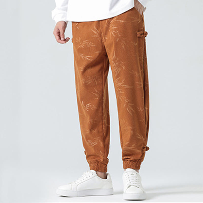 Pantalones de pana con botones de rana y bolsillos para hombre de Mythstone Otoño Invierno Bamboo 