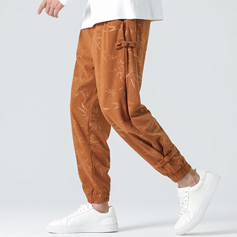 Pantalones de pana con botones de rana y bolsillos para hombre de Mythstone Otoño Invierno Bamboo 