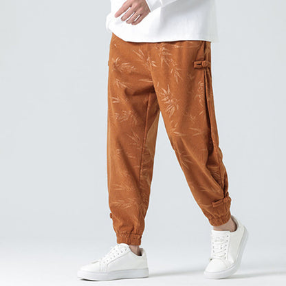 Pantalones de pana con botones de rana y bolsillos para hombre de Mythstone Otoño Invierno Bamboo 