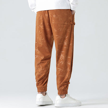 Pantalones de pana con botones de rana y bolsillos para hombre de Mythstone Otoño Invierno Bamboo 