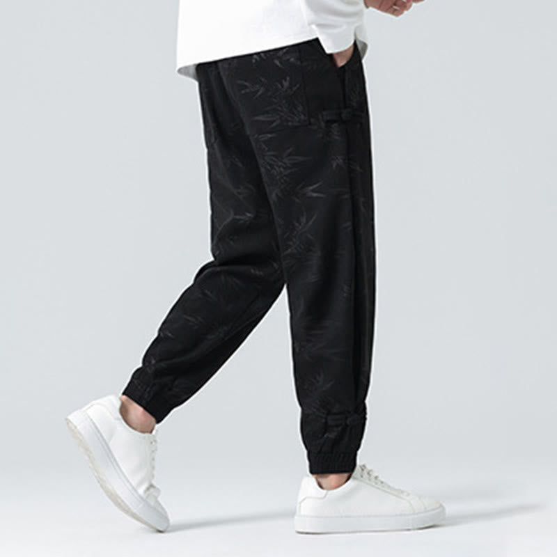 Pantalones de pana con botones de rana y bolsillos para hombre de Mythstone Otoño Invierno Bamboo 