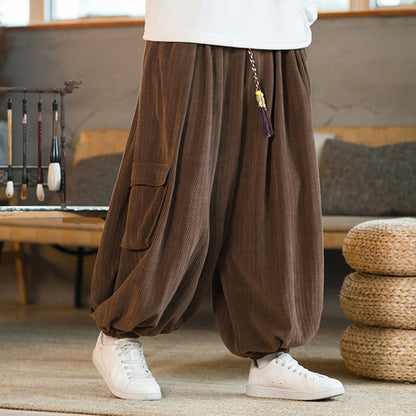 Pantalones cargo de pana de chenilla con cordón y bolsillos para hombre de Mythstone para otoño e invierno 