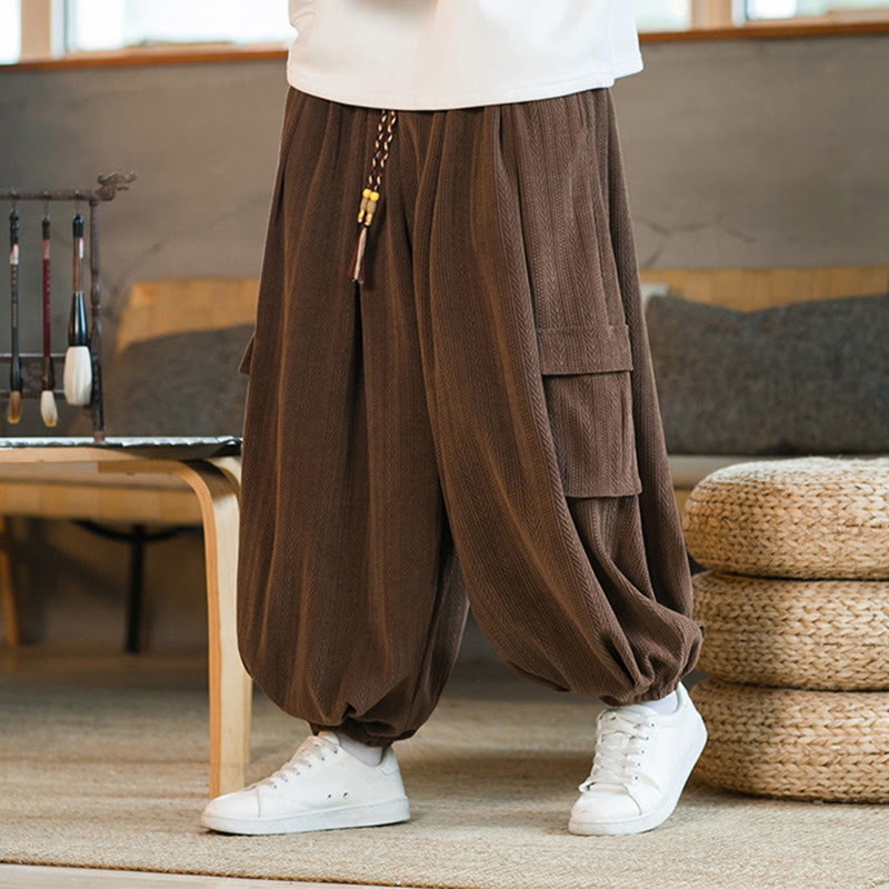 Pantalones cargo de pana de chenilla con cordón y bolsillos para hombre de Mythstone para otoño e invierno 