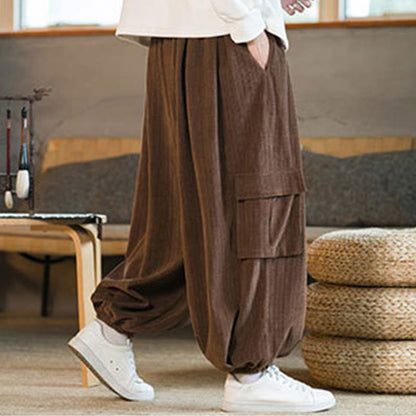 Pantalones cargo de pana de chenilla con cordón y bolsillos para hombre de Mythstone para otoño e invierno 