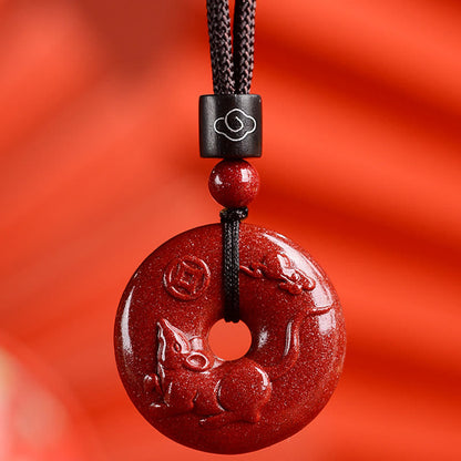 Mythstone Chinese Zodiac Cinnabar Peace Buckle Calm Necklace Pendant