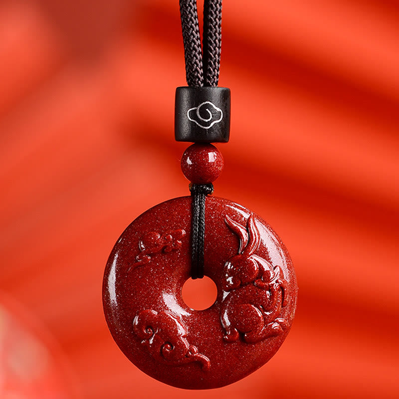 Mythstone Chinese Zodiac Cinnabar Peace Buckle Calm Necklace Pendant