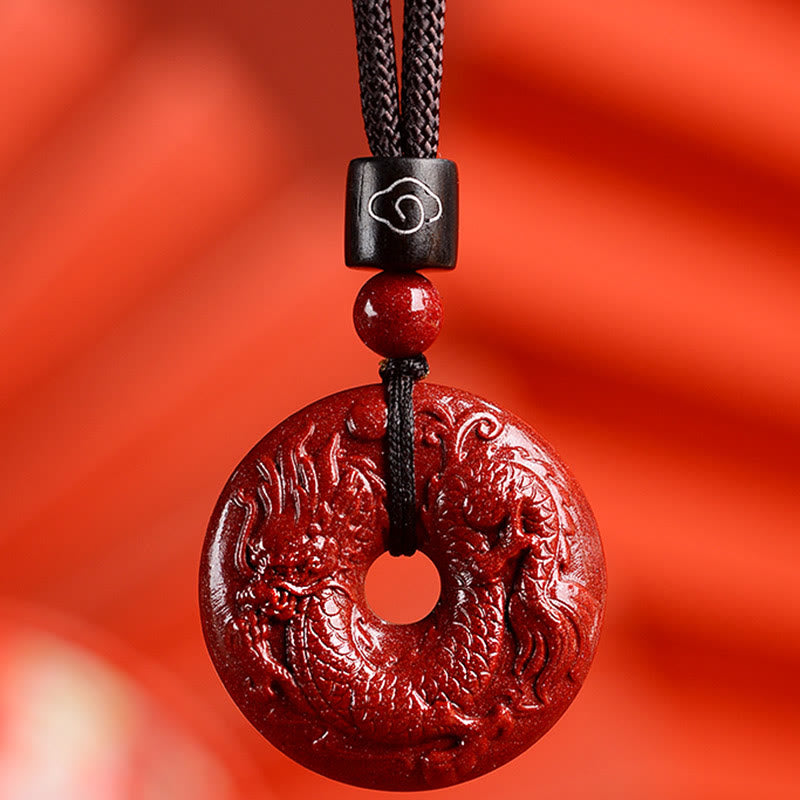 Mythstone Chinese Zodiac Cinnabar Peace Buckle Calm Necklace Pendant