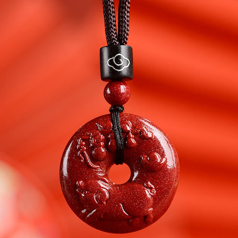 Mythstone Chinese Zodiac Cinnabar Peace Buckle Calm Necklace Pendant