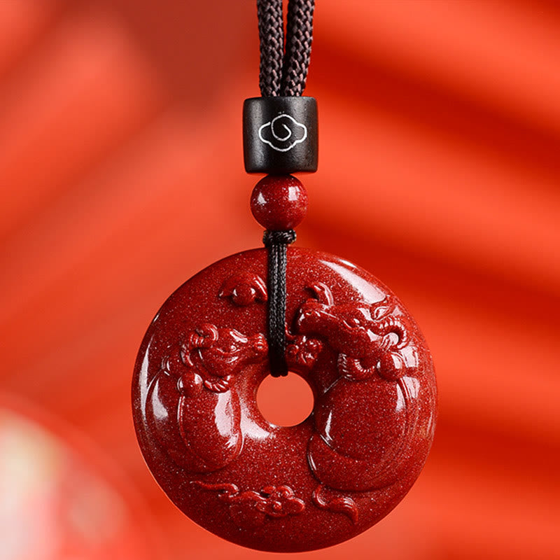 Mythstone Chinese Zodiac Cinnabar Peace Buckle Calm Necklace Pendant