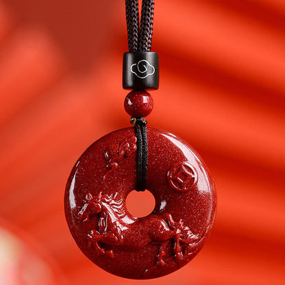 Mythstone Chinese Zodiac Cinnabar Peace Buckle Calm Necklace Pendant