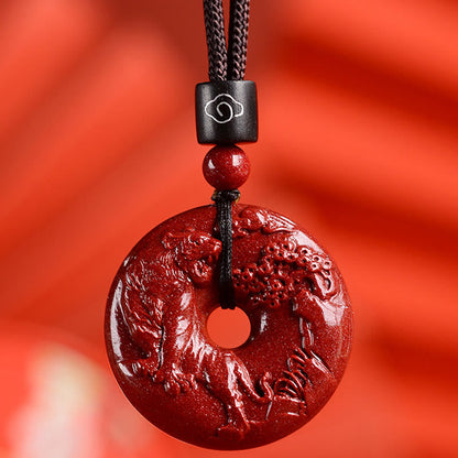 Mythstone Chinese Zodiac Cinnabar Peace Buckle Calm Necklace Pendant