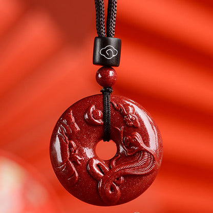 Mythstone Chinese Zodiac Cinnabar Peace Buckle Calm Necklace Pendant