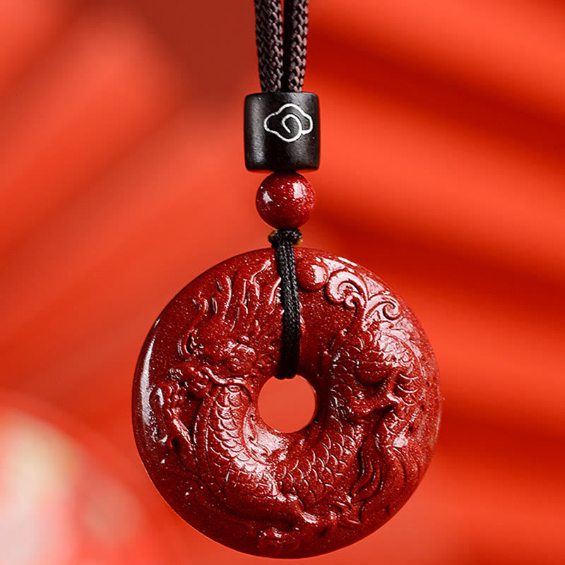 Mythstone Chinese Zodiac Cinnabar Peace Buckle Calm Necklace Pendant