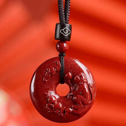 Mythstone Chinese Zodiac Cinnabar Peace Buckle Calm Necklace Pendant