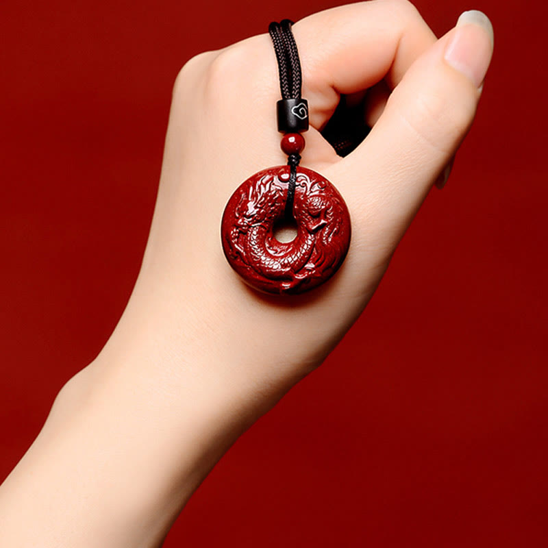 Mythstone Chinese Zodiac Cinnabar Peace Buckle Calm Necklace Pendant