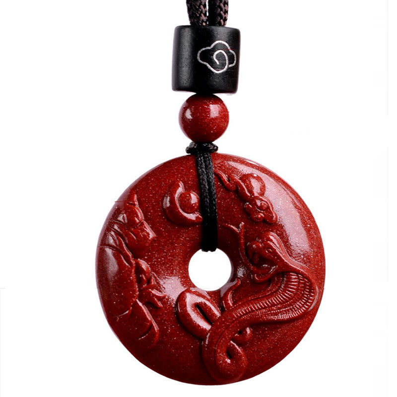 Mythstone Chinese Zodiac Cinnabar Peace Buckle Calm Necklace Pendant