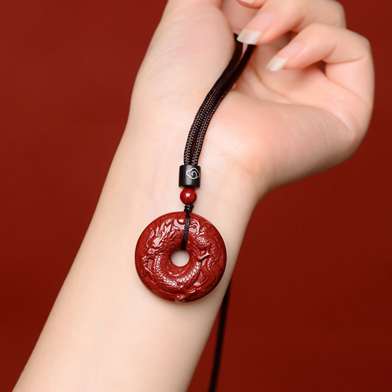 Mythstone Chinese Zodiac Cinnabar Peace Buckle Calm Necklace Pendant