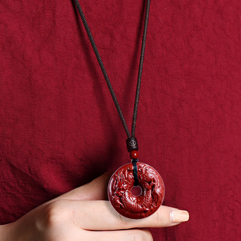 Mythstone Chinese Zodiac Cinnabar Peace Buckle Calm Necklace Pendant