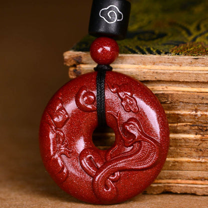 Mythstone Chinese Zodiac Cinnabar Peace Buckle Calm Necklace Pendant