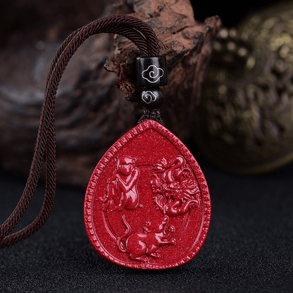 Mythstone Chinese Zodiac Cinnabar Blessing Necklace Pendant