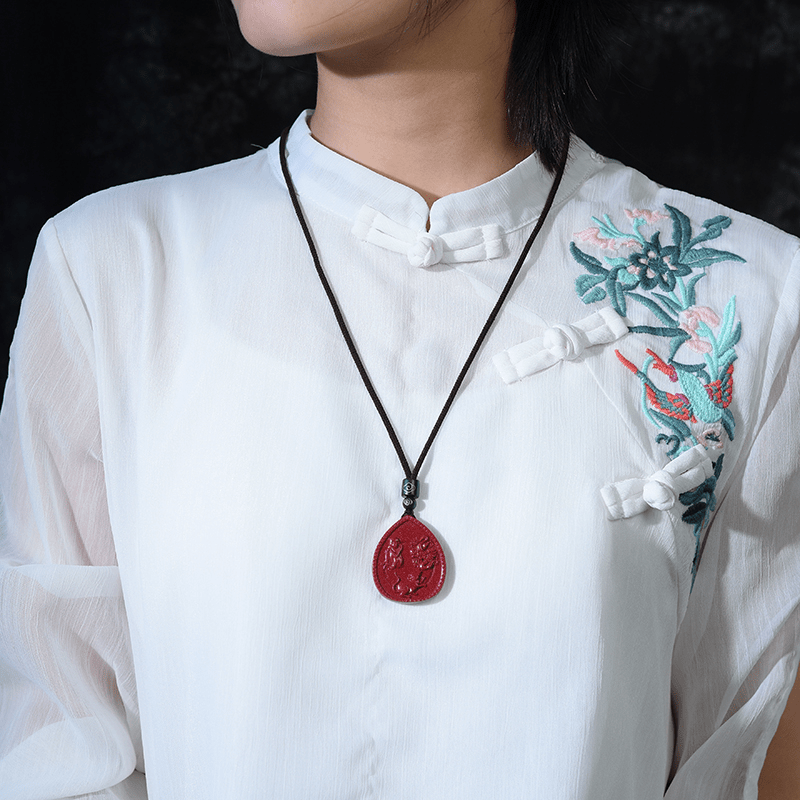 Mythstone Chinese Zodiac Cinnabar Blessing Necklace Pendant