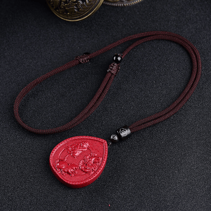 Mythstone Chinese Zodiac Cinnabar Blessing Necklace Pendant