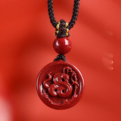 Mythstone Chinese Zodiac Cinnabar Calm Phone Hanging Decoration Key Chain Necklace Pendant