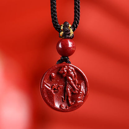 Mythstone Chinese Zodiac Cinnabar Calm Phone Hanging Decoration Key Chain Necklace Pendant