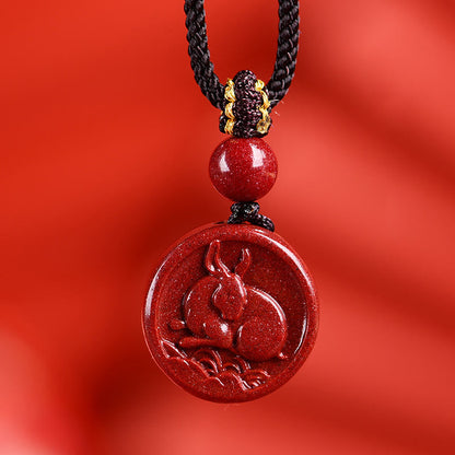 Mythstone Chinese Zodiac Cinnabar Calm Phone Hanging Decoration Key Chain Necklace Pendant