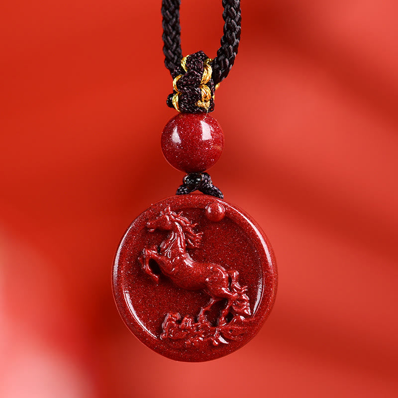 Mythstone Chinese Zodiac Cinnabar Calm Phone Hanging Decoration Key Chain Necklace Pendant