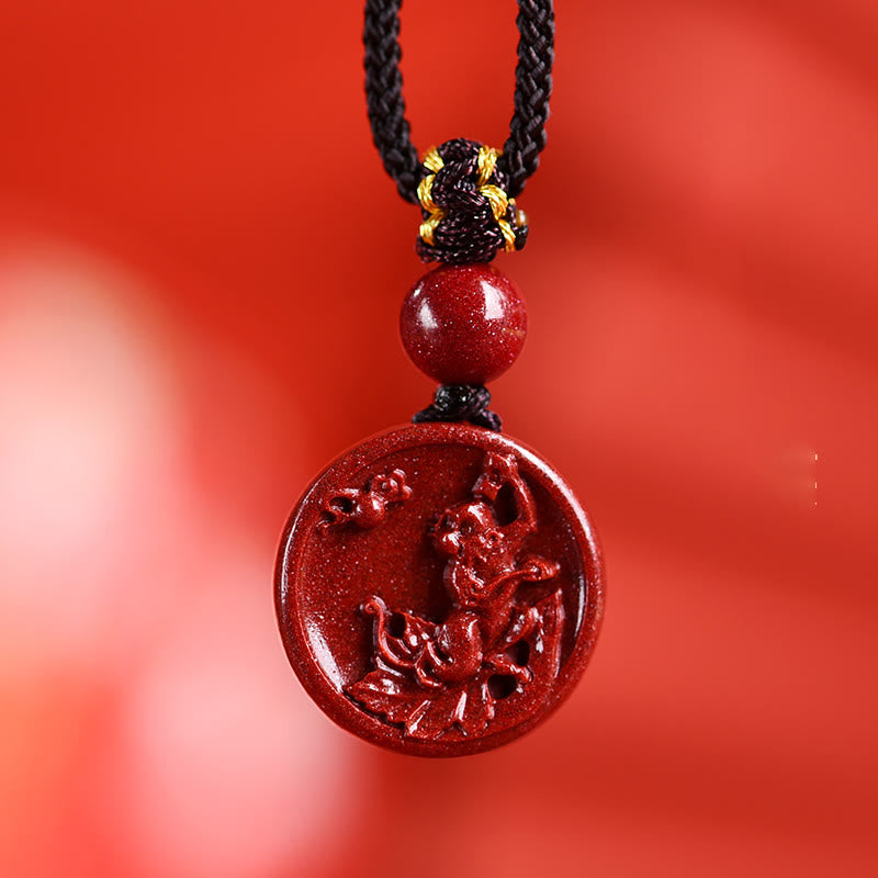 Mythstone Chinese Zodiac Cinnabar Calm Phone Hanging Decoration Key Chain Necklace Pendant