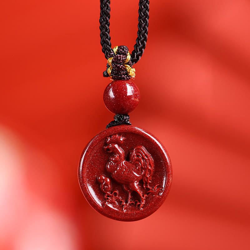 Mythstone Chinese Zodiac Cinnabar Calm Phone Hanging Decoration Key Chain Necklace Pendant