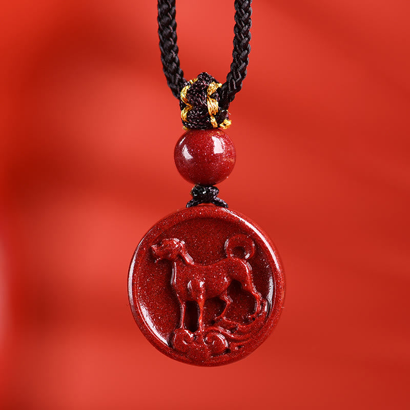 Mythstone Chinese Zodiac Cinnabar Calm Phone Hanging Decoration Key Chain Necklace Pendant