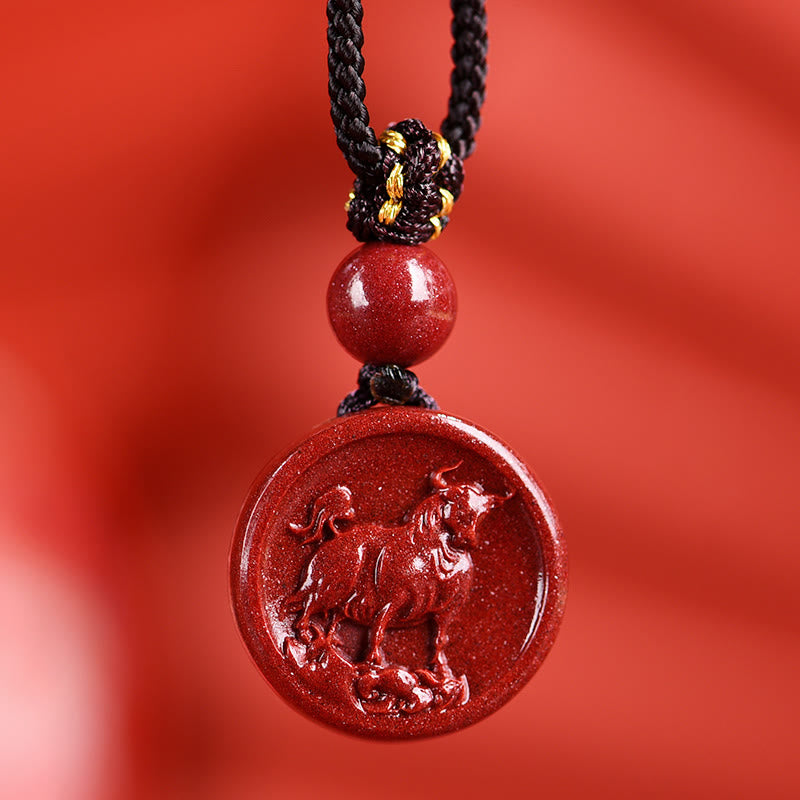 Mythstone Chinese Zodiac Cinnabar Calm Phone Hanging Decoration Key Chain Necklace Pendant