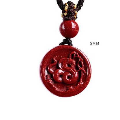 Mythstone Chinese Zodiac Cinnabar Calm Phone Hanging Decoration Key Chain Necklace Pendant