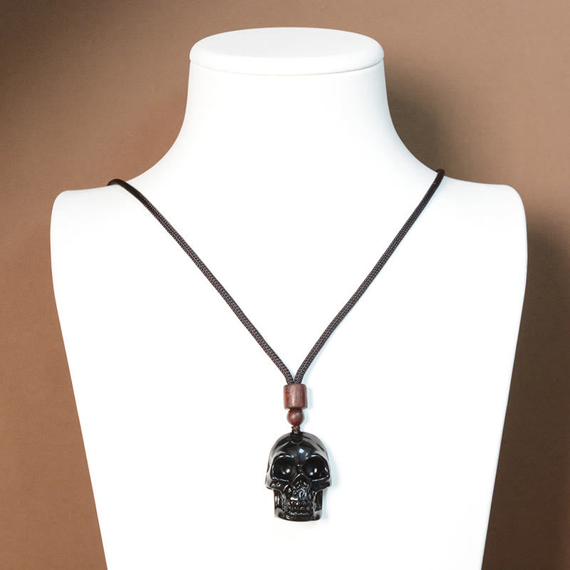 Mythstone Black Obsidian String Shmashana Skeleton Fulfilment Necklace Pendant