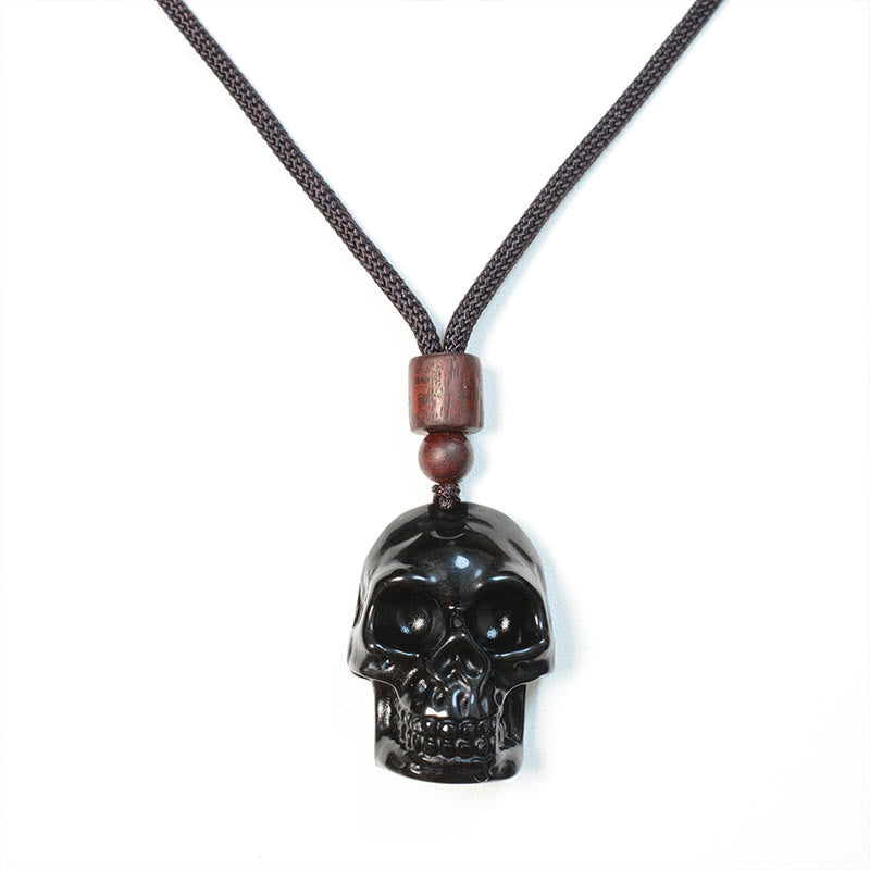 Mythstone Black Obsidian String Shmashana Skeleton Fulfilment Necklace Pendant